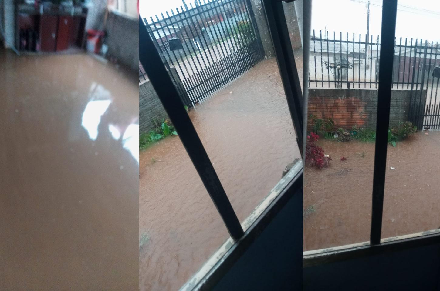 Chuva torrencial causa alagamentos e transtornos no Residencial 2000, em Guarapuava