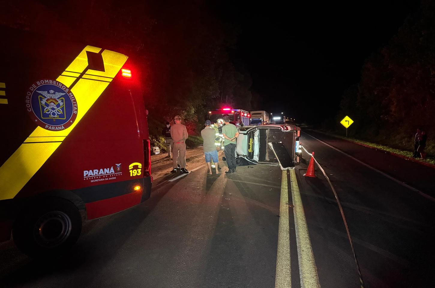 Homem morre após colisão e capotamento na BR-277 em Candói