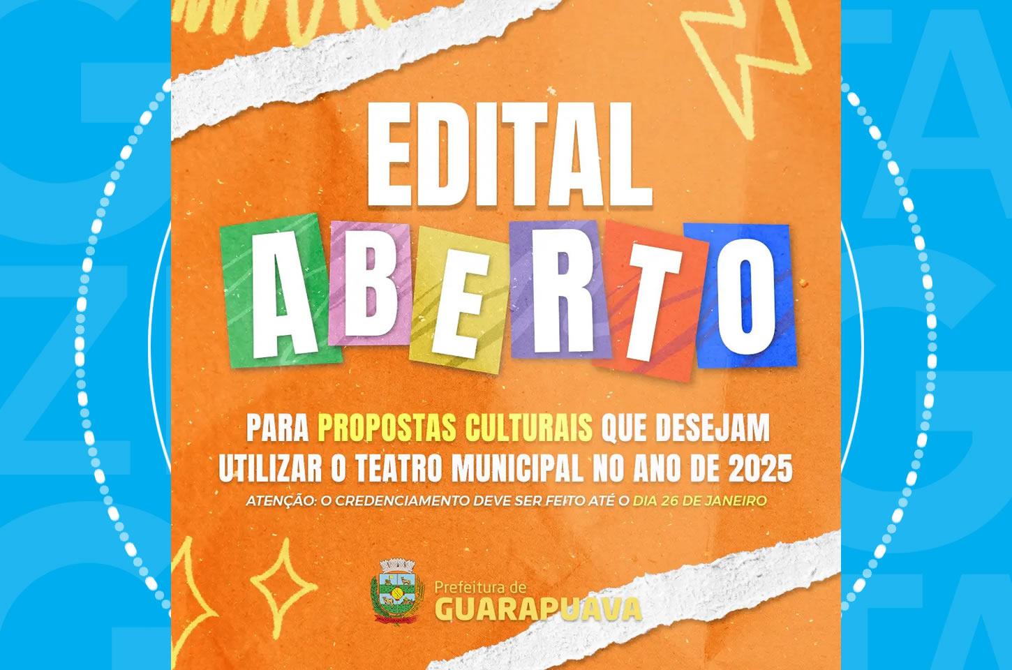 Atenção artistas. Queremos ver seu projeto brilhar no Teatro Municipal em 2025