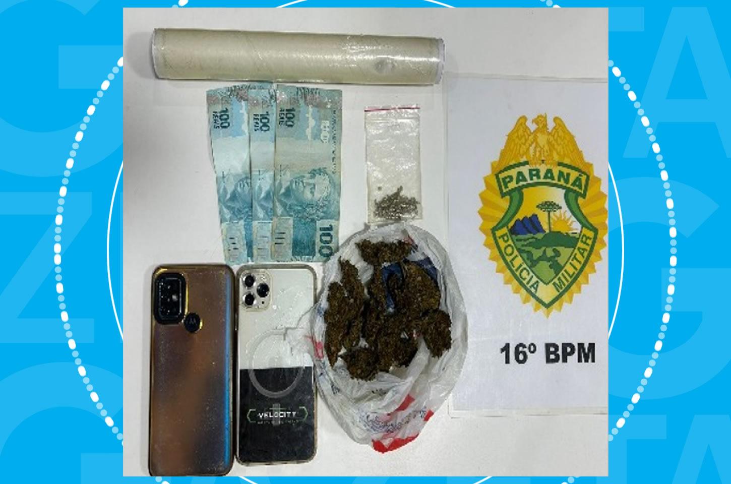 Polícia flagra jovem com drogas durante patrulhamento em Guarapuava