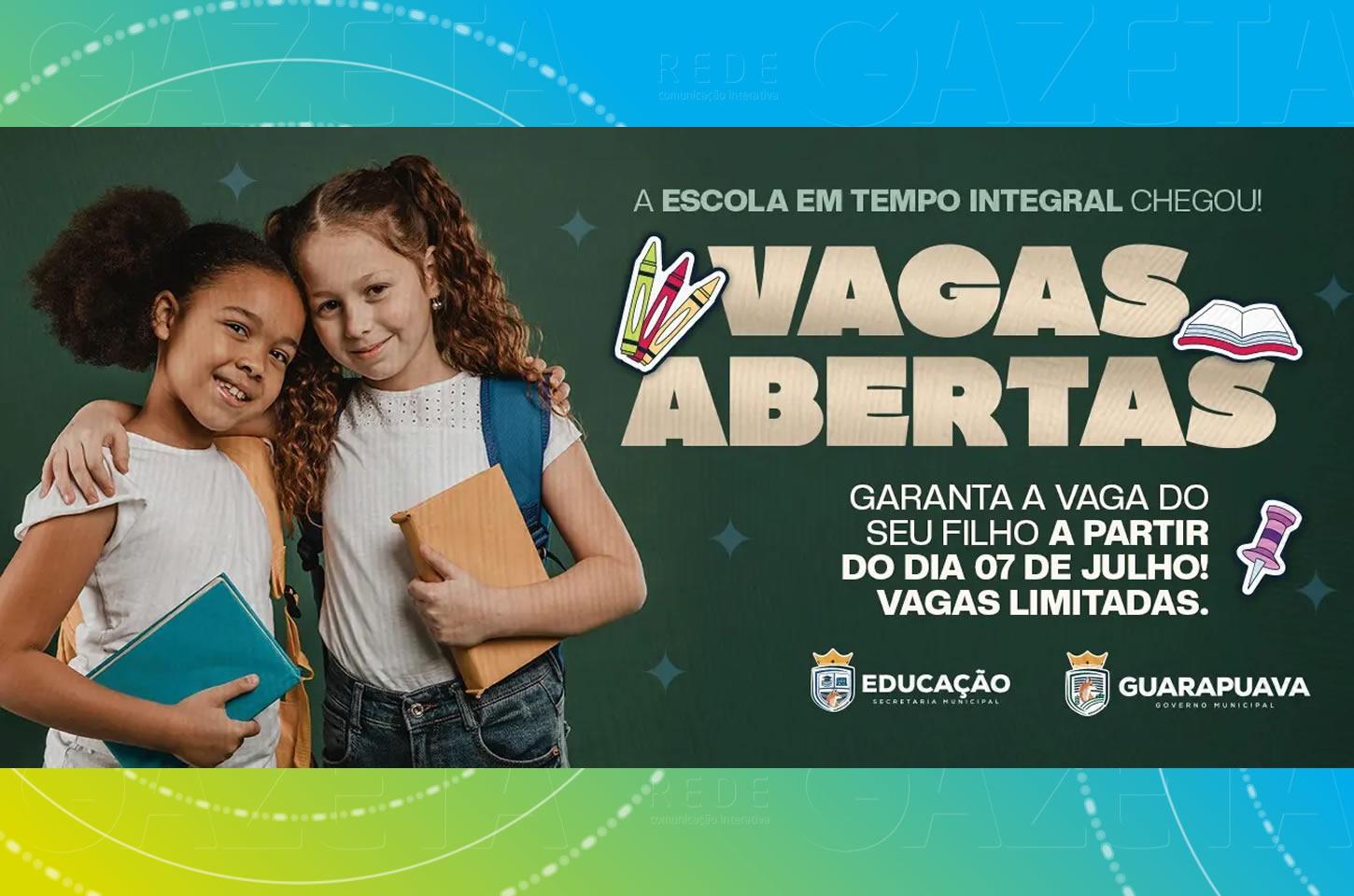 Prefeitura de Guarapuava abre vagas para nova Escola em tempo integral