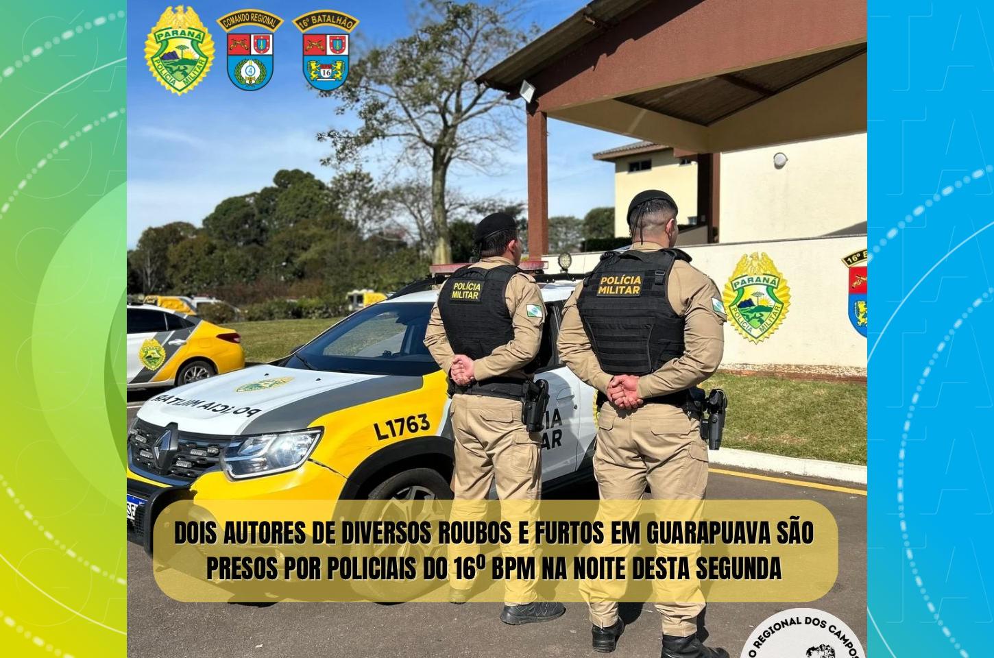 Dois homens suspeitos de roubos e furtos são presos em Guarapuava