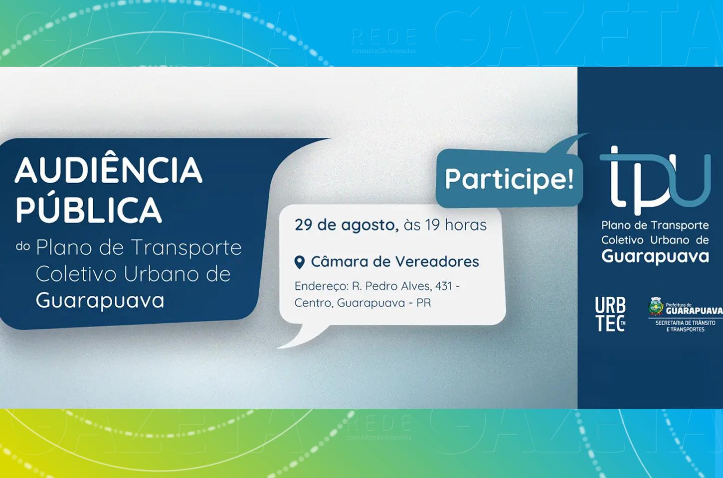 Prefeitura de Guarapuava convida população para audiência pública sobre o transporte coletivo urbano