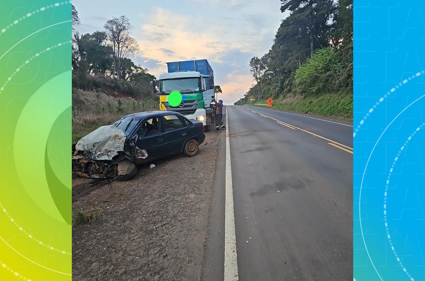 Jovem sem CNH fica ferido em acidente na PRC-466 em Turvo