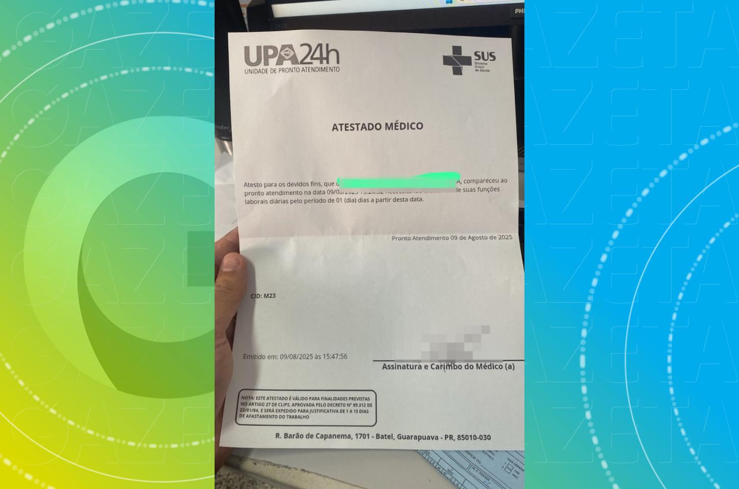 Prefeitura de Guarapuava alerta sobre falsificação de atestados médicos e prejuízos ao comércio e indústrias locais