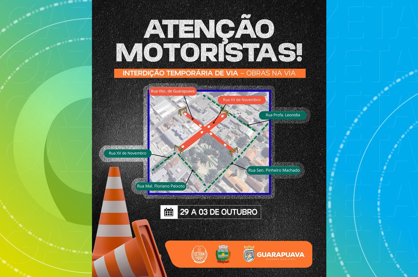 Trecho da Rua XV de Novembro será bloqueado para instalação de piso tátil a partir de segunda-feira (29)