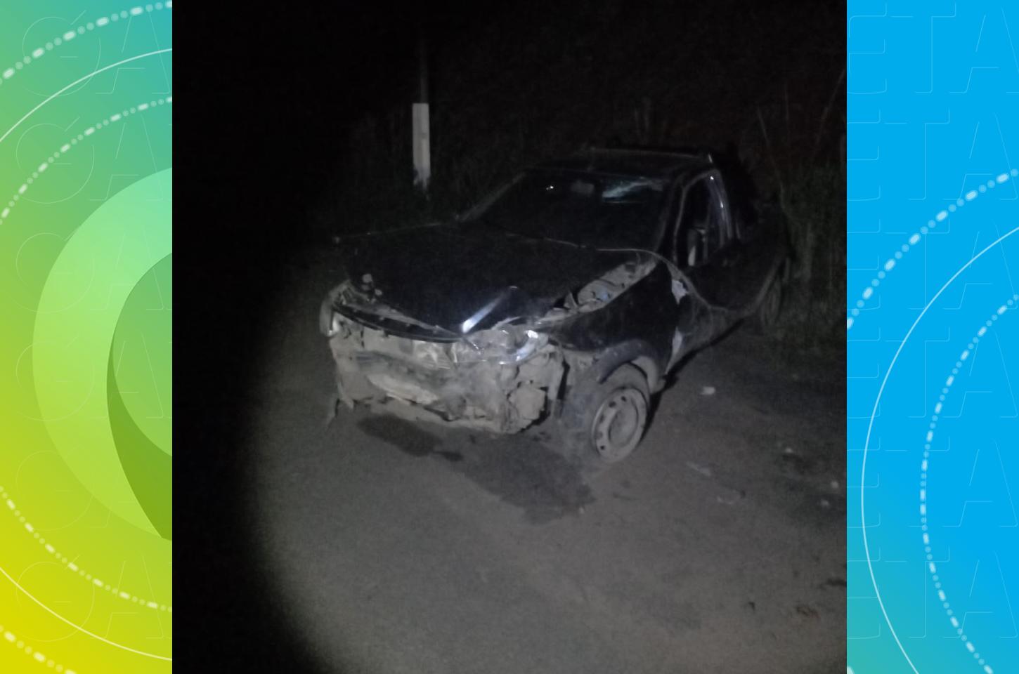 Motorista fica ferido após bater em placa de sinalização na PR-170, em Guarapuava