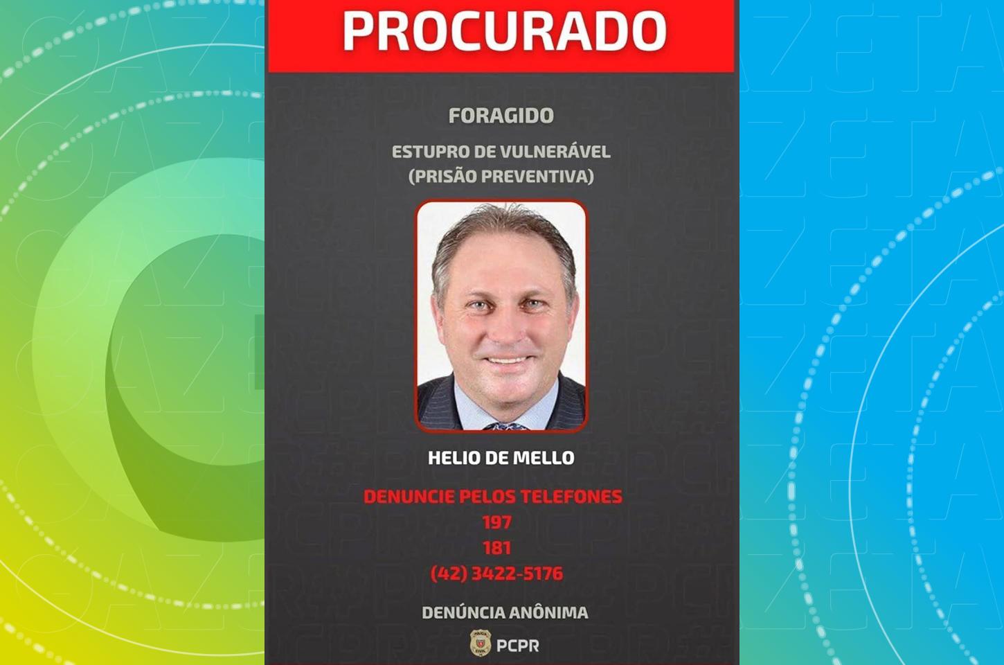 PCPR divulga foto de vereador foragido pelo crime de estupro de vulnerável em Irati