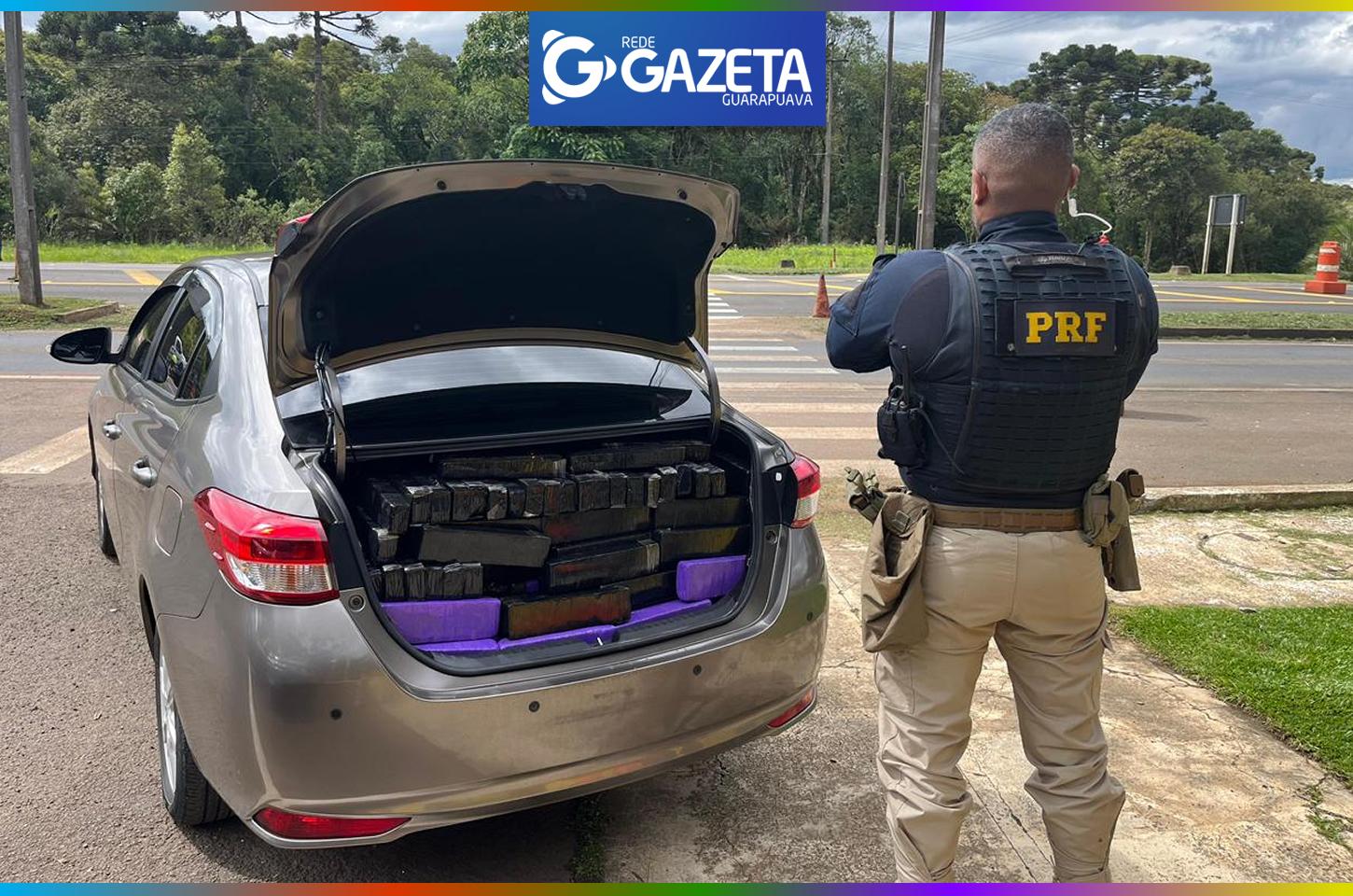 PRF apreende 360 quilos de maconha e recupera veículo com registro de furto, em Guarapuava