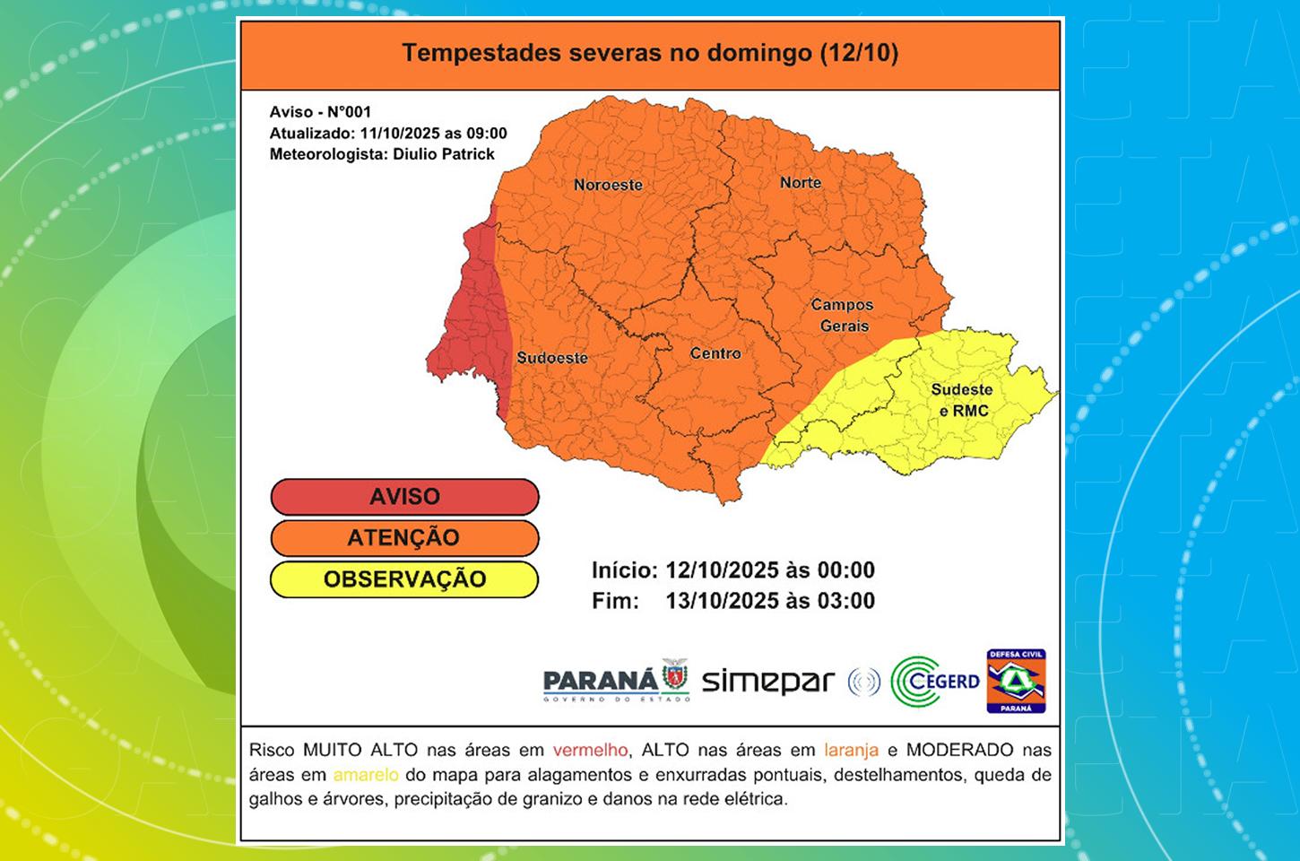 Sábado de sol e calor no Paraná antecede nova mudança no tempo
