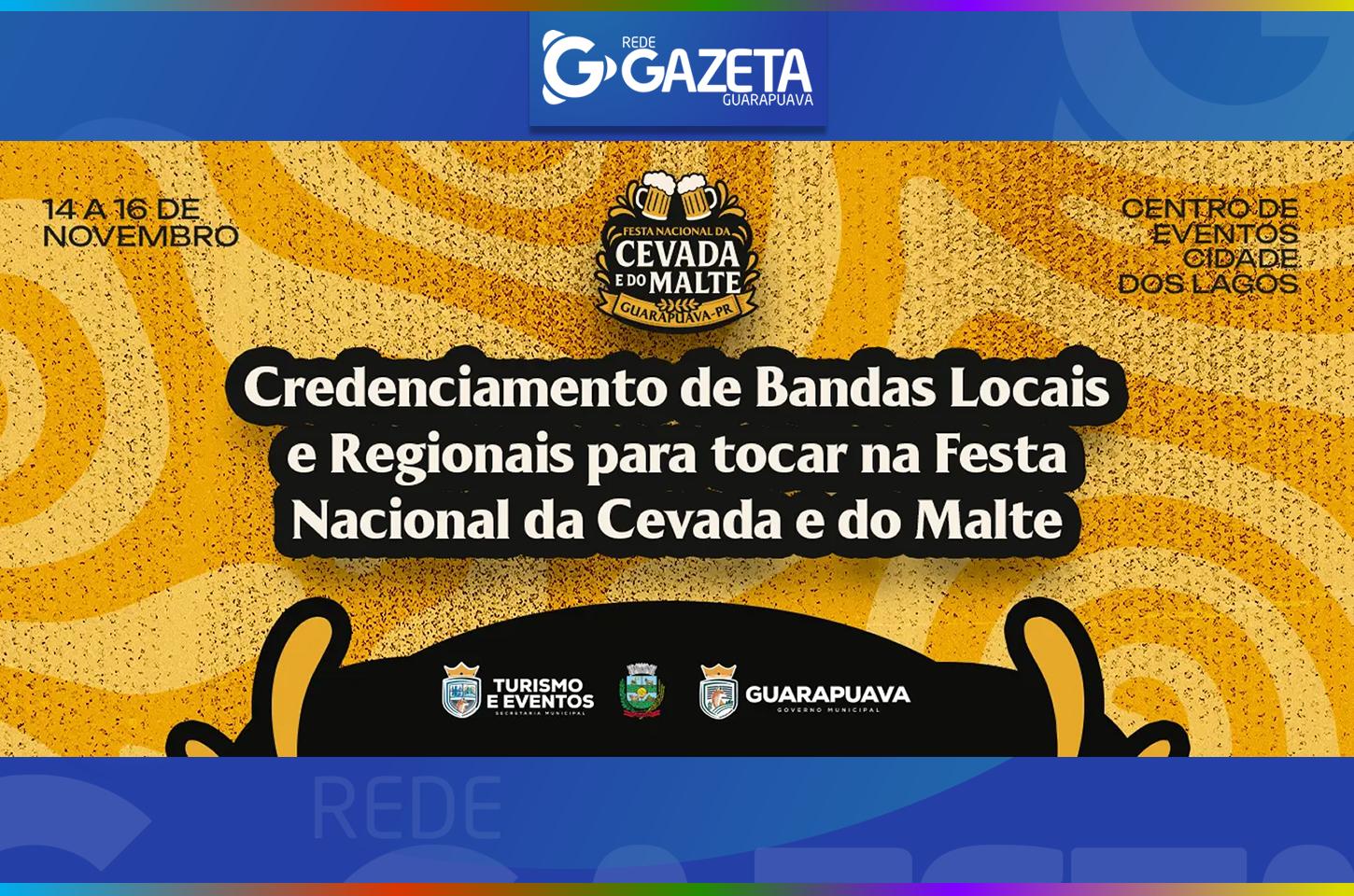 Aberto credenciamento para bandas e artistas locais e regionais se apresentarem na Festa Nacional da Cevada e do Malte