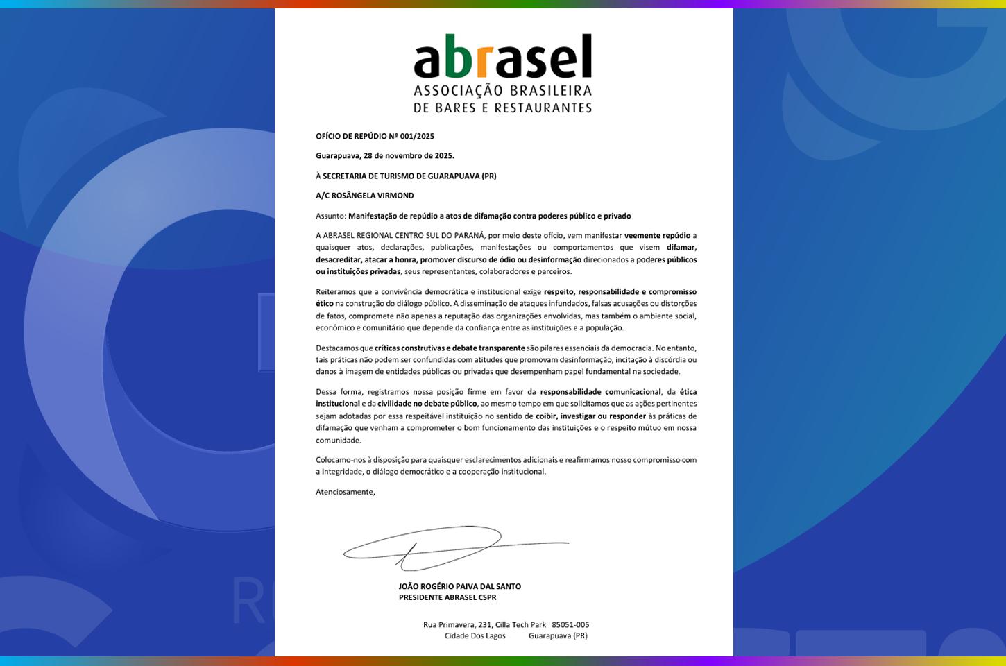 Abrasel emite nota de repúdio contra acusações envolvendo Secretaria de Turismo e festividades natalinas