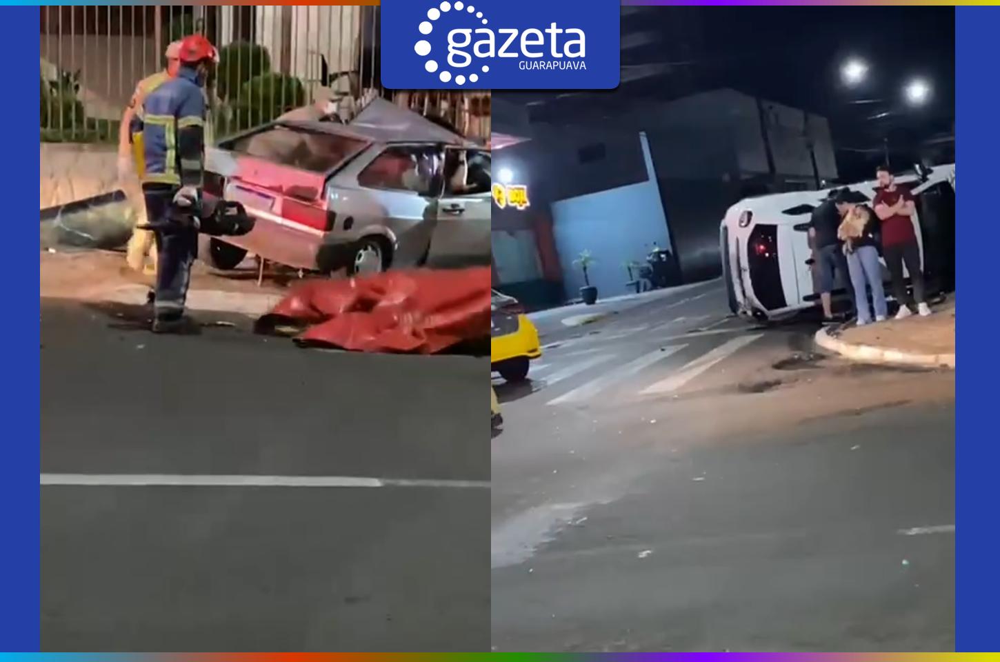 Fuga da polícia termina em colisão no Centro de Guarapuava