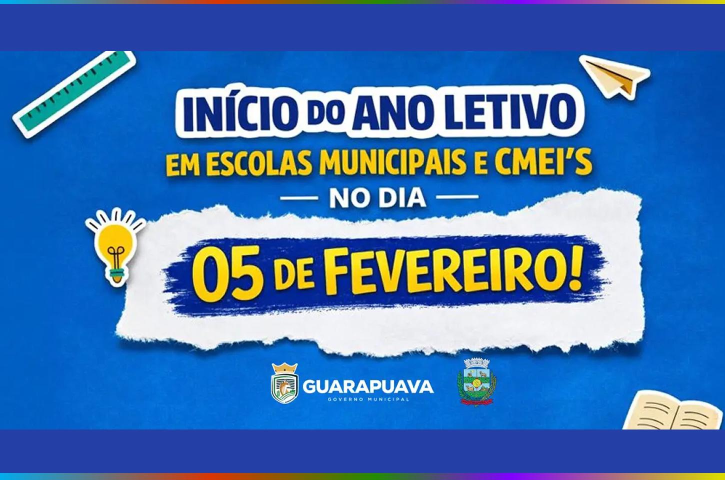 Prefeitura de Guarapuava inicia ano letivo em escolas municipais e CMEI’s no dia 05 de fevereiro