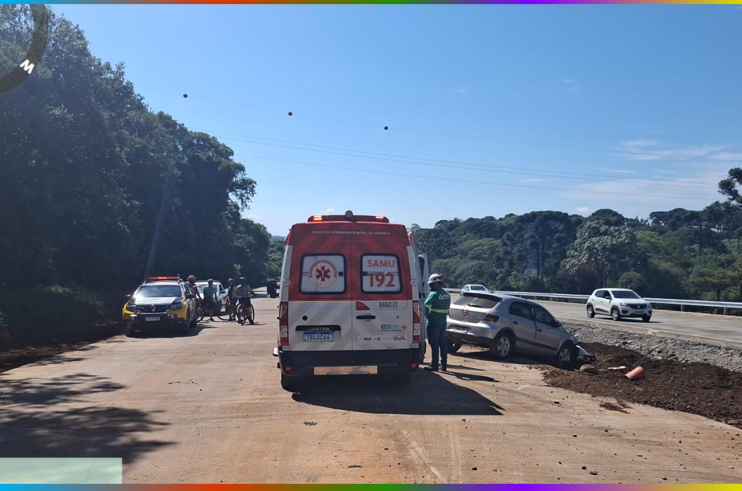 Motorista fica ferido após choque em trecho em obras da PRC-466, em Guarapuava