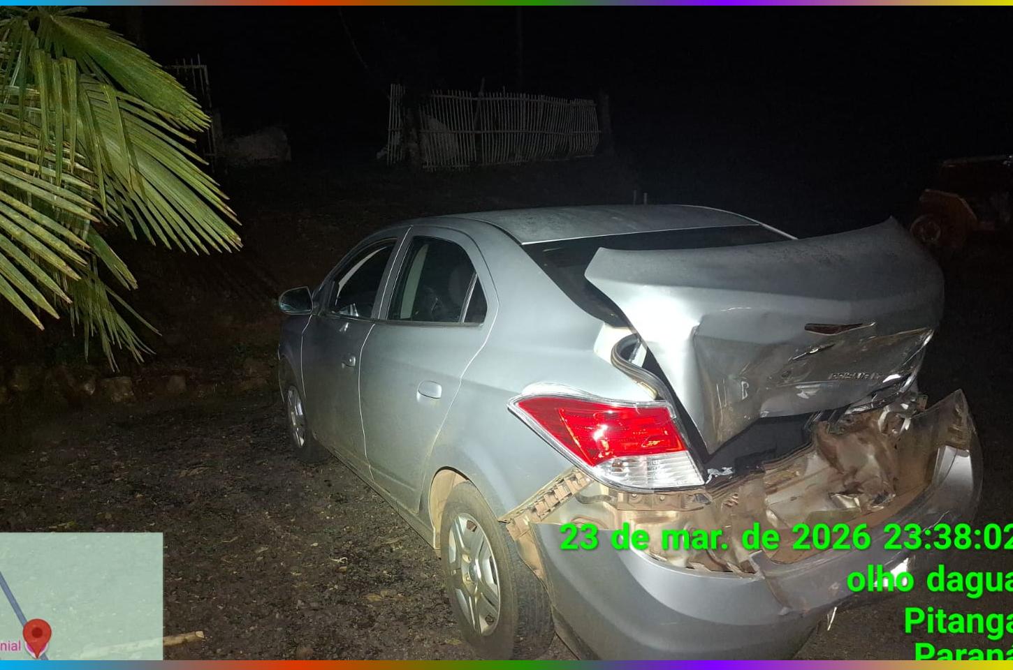 Colisão traseira na PRC-466 termina com motorista preso por embriaguez em Pitanga