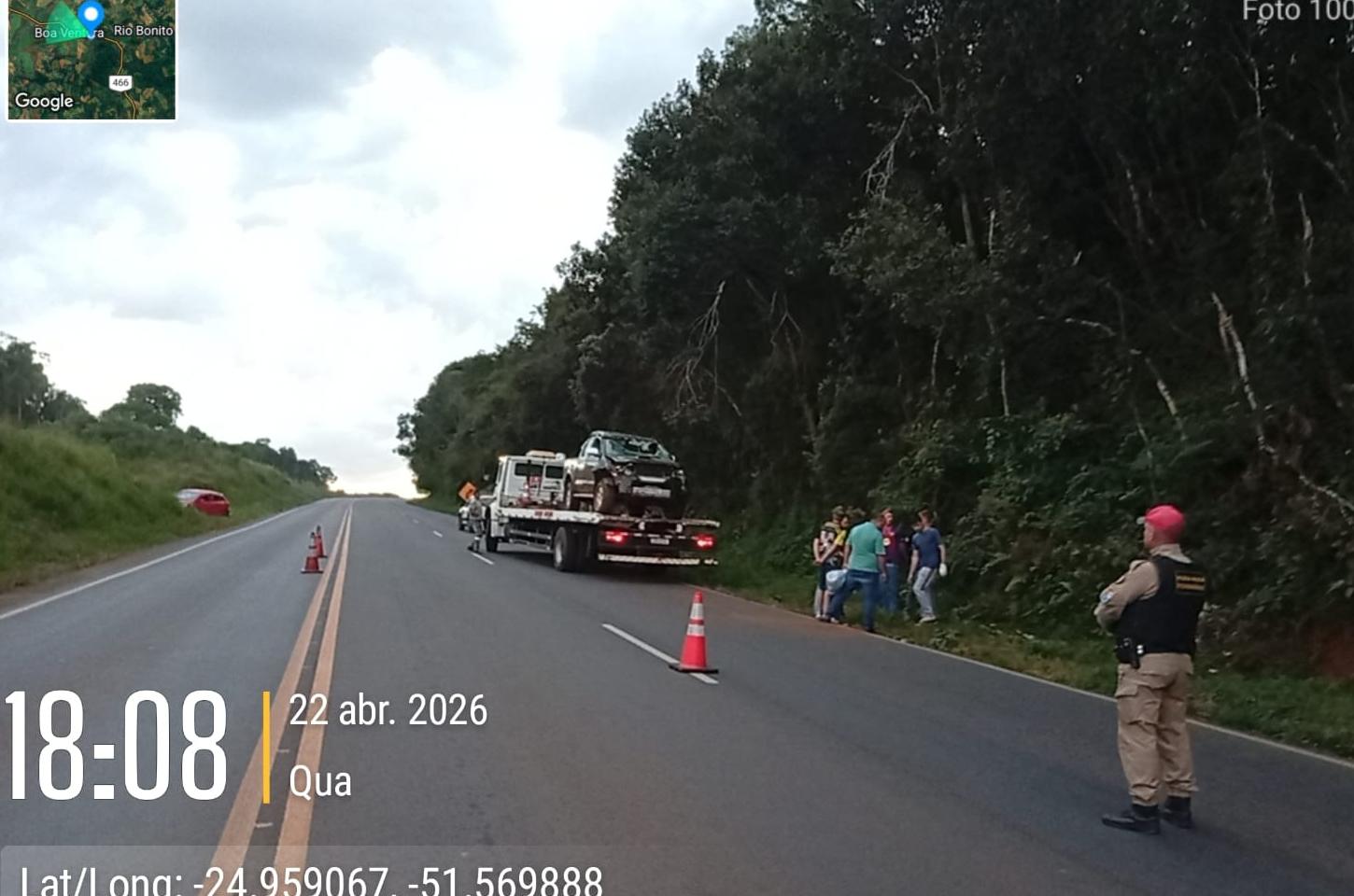 Capotamento na PRC-466 deixa um morto em Boa Ventura de São Roque