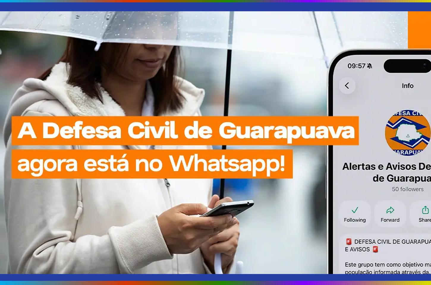Defesa Civil de Guarapuava lança canal oficial no WhatsApp para ampliar comunicação com a população