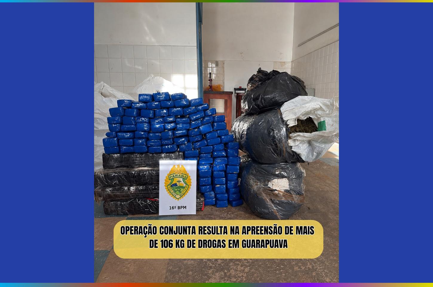 Mais de 106 quilos de drogas são apreendidos em ação conjunta da PM e Polícia Federal