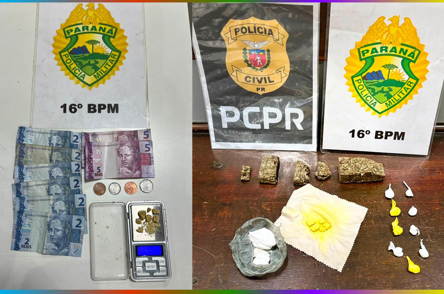 Duas ocorrências de tráfico de drogas terminam com prisões e apreensões em Guarapuava