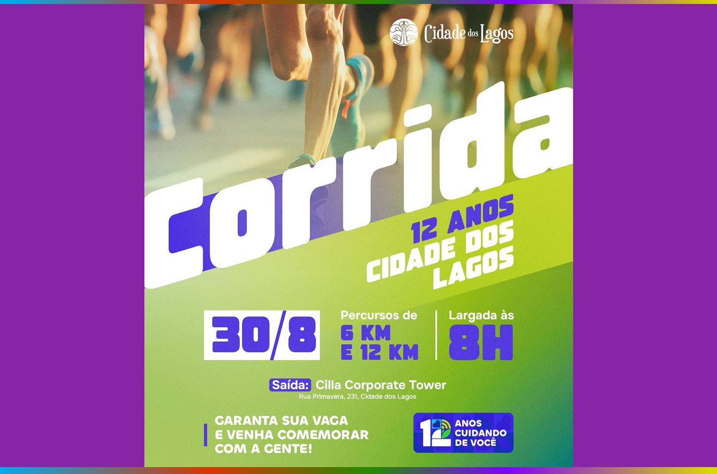 INSCRIÇÕES ABERTAS PARA A CORRIDA 12 ANOS CIDADE DOS LAGOS