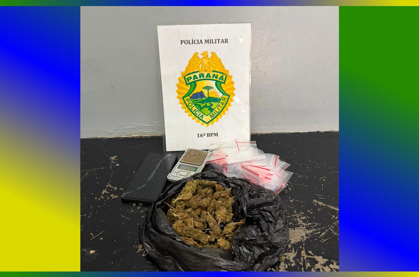 Jovem é detido com maconha, balança e embalagens para fracionamento em Guarapuava