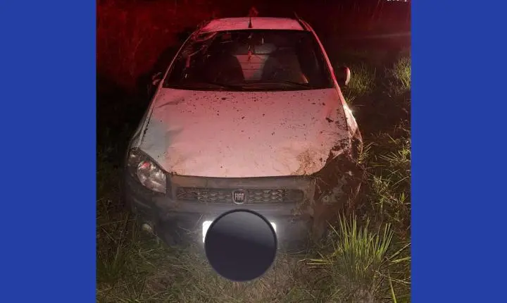 Capotamento deixa motorista ferido na PR-459 em Pinhão