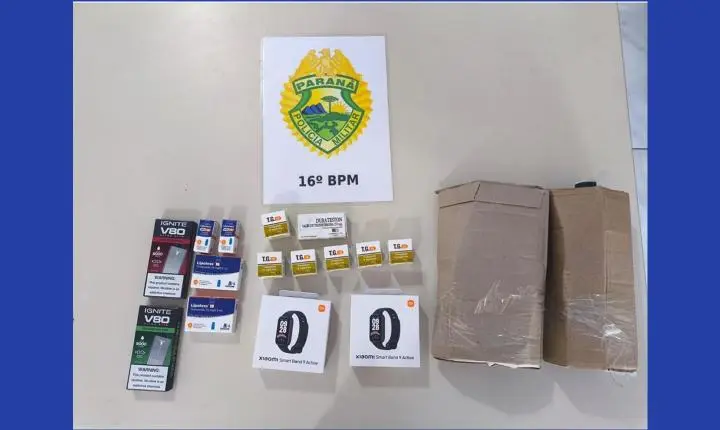 Carga de produtos contrabandeados é apreendida durante abordagem na BR-277, em Guarapuava