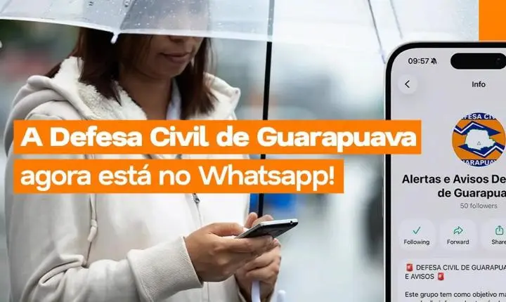 Defesa Civil de Guarapuava lança canal oficial no WhatsApp para ampliar comunicação com a população