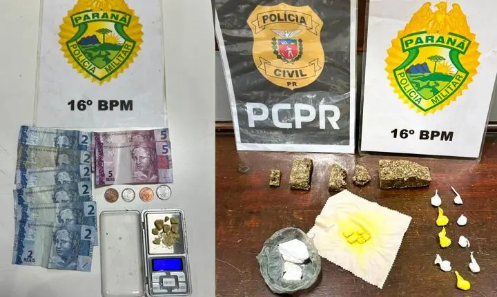 Duas ocorrências de tráfico de drogas terminam com prisões e apreensões em Guarapuava