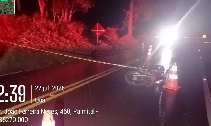 Idoso de 69 anos morre após queda de motocicleta na PR-456, em Palmital
