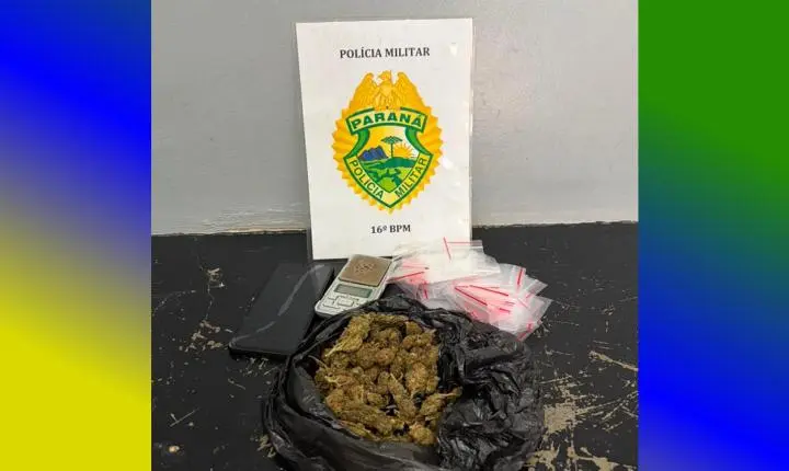 Jovem é detido com maconha, balança e embalagens para fracionamento em Guarapuava
