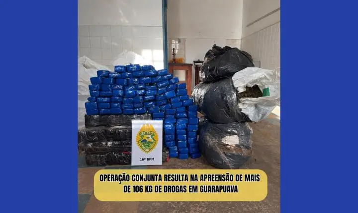 Mais de 106 quilos de drogas são apreendidos em ação conjunta da PM e Polícia Federal