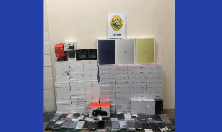 Polícia apreende carga de eletrônicos sem comprovação fiscal na BR-277 durante abordagem