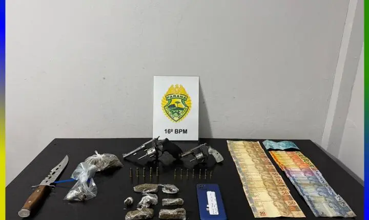 ROTAM apreende drogas, dinheiro e dois revólveres durante operação em Pinhão